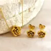 Wholesale Three-dimensional Flowers Jewelry Set In 304 Stainless Steel With 18K Gold Plated PVD Coating And Twisted Rope Chain