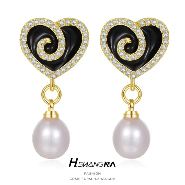 Wholesale Heart Shape Stud Earrings For Women With 925 Sterling Silver Posts, Copper Base, 14K Real Gold Plated Bezel Setting And Zircon Inlay