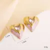 Wholesale 1 Pair Elegant Romantic Sweet Heart Shape Enamel Inlay 304 Stainless Steel Zircon Ear Studs