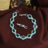 Wholesale Geometric Waterproof Non Tarnish Copper Bracelet For Women With Rhodium Plating And Zircon Inlay Featuring Tennis Chain