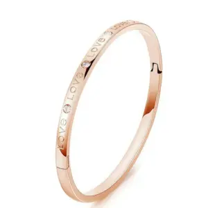 33-D-12 Rose Gold English Letter Diamond-Encrusted Bracelet