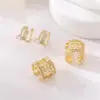 Wholesale Irregular Pattern Women's Ring With Bezel Setting, Electroplated Copper, 14K Real Gold Plated, Featuring Zircon Inlay