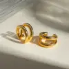 Wholesale PVD Coated Real Gold Plated 18K Gold Solid Color 304 Stainless Steel Simple Style Classic Style Waterproof Non Tarnish Ear Cuffs