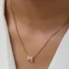 Wholesale Hot Sale 18K Brass 26 English Small Letters Pendant Stainless Steel Snake Chain Necklace For Women