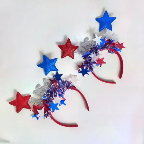 Wholesale 75th National Day USA Five-Pointed Star Headband Blue White Red Star Party Celebration Cheerleading Hair Accessories Headband