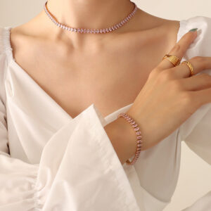 P1163-powder zircon necklace -37cm