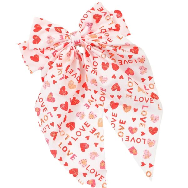 Wholesale  valentine's day bow ribbon spring clip heart red lip printing hair clip hair accessories