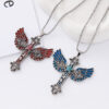 Wholesale Electroplated alloy cross necklace, retro dark style, angel subculture long sweater chain, clavicle chain