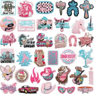 Wholesale Western Denim Embroidery Cloth Sticker Pink Girl Patch Sticker Bag Jacket Dress Up Computer Embroidery Label sports car Chapter Boy