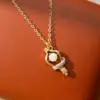 Wholesale Three-dimensional Letter Necklace For Women With Electroplating KC Golden Plated Copper, Artificial Rhinestones, And Cable Chain