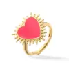 Wholesale Simple Style Heart Shape Copper Enamel Open Rings