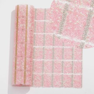 6 light pink with pearls / Pointed bottom rhinestones with pearls hot melt square adhesive tape [full piece 24*40cm small square 3*4cm]