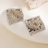 Wholesale Fashion 925 Silver Pin Inlaid Diamond French Earrings Crystal Rhombus Design Rose Gold