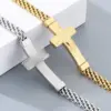 Wholesale Simple Style Cross Bracelet For Men In 304 Stainless Steel With 18K Real Gold Plated PVD Coating 0.03µm
