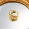 Wholesale Geometric Open Rings For Women, Waterproof Non Tarnish 304 Stainless Steel With Golden PVD Coating And Zircon Inlay