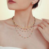 Wholesale Titanium Steel Natural Stone Handmade Beaded Double-layer Necklace