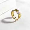 Wholesale 18K Real Gold Plated Vacuum Electroplating Furnace Oil Drop 304 Stainless Steel Ring Vintage Non-Fading Niche Light Luxury Heart Women's Open Ring