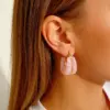 Wholesale Round Waterproof Non Tarnish Stud Earrings For Women In 18K Real Gold Plated 304 Stainless Steel With Acrylic Inlay, PVD Coated