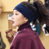 Wholesale knitted wide-brimmed hair band elastic sweat-absorbent sports headscarf headband simple solid color headband for women