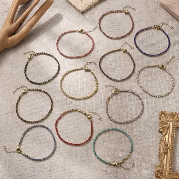 Wholesale Unisex Circle Hypoallergenic Bracelet In 316 Stainless Steel With 14K Real Gold PVD Coating And Rhinestone Inlay