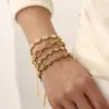 Wholesale Round Easter Bracelet For Women In 18K Real Gold Plated 304 Stainless Steel With Rhinestones And 0.03µm Plating Thickness