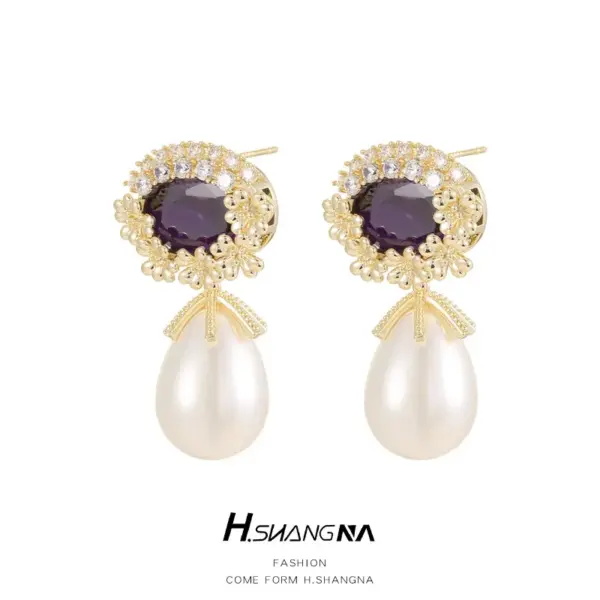Wholesale Flowers Stud Earrings For Women With Copper Bezel Setting And Zircon Inlay, Featuring 925 Sterling Silver Posts