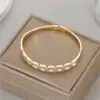 Wholesale Women’s Copper Bangle With Zircon Inlay, Electroplated With 14K Real Gold For Elegant Style