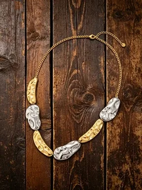 Wholesale Waterproof Non Tarnish Peanut Necklace For Women Featuring 18K Real Gold Plated Electroplated 304 Stainless Steel With Handmade Chain