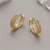 Wholesale Circle Hoop Earrings For Women In Copper With Zircon Inlay, Simple Style Featuring Copper Ear Pins