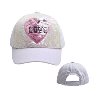 Sequined LOVE-White / Free size-adjustable (50-54)