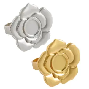 Wholesale Adjustable Open Stainless Steel Rose Flower Ring Gold Adjustable Base Ring Multifunctional Accessory Jewelry Suitable For Casual Occasions