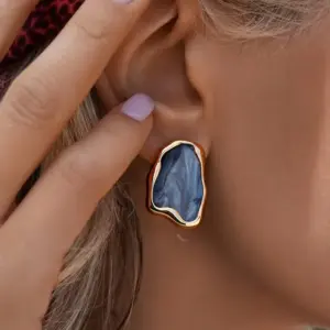 Wholesale Urban Commute Titanium Steel Drip Oil Earrings Geometric Pattern Vacuum Plated Gold 304 Stainless Steel Ear Studs And Drop