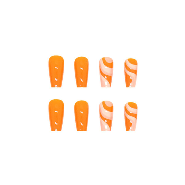 oly-1b6551c4dd984170ac3929cc7cb8341c Wholesale Medium and long ballet armour nail patch wholesale orange ripple gorgeous color fake nails