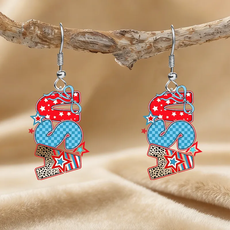 Wholesale Retro Multicolor Acrylic Drop Earrings For Women With 304 Stainless Steel Ear Pins