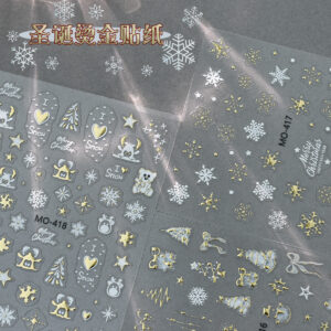 oly-1b6a9e4e0978e10c5cca1897a7f47267 Wholesale Christmas Nail Art Sticker Embossed White Snowflake Autumn and Winter Bronzing Snow Snowflake Christmas Nail Back Adhesive Decal Flower Jewelry