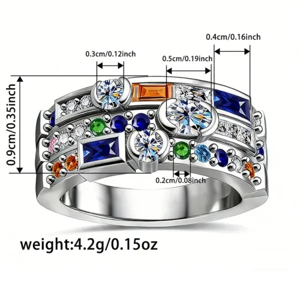 Wholesale Geometric Women’s Ring In Copper With White K Water Plating, Claw Setting Featuring Zircon Inlay