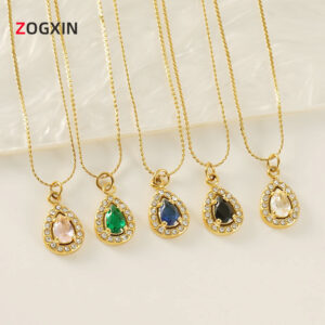 oly-1b7b2860da92c3217ae513c48f95cbdb Wholesale Europe and the United States hot new water drop zircon necklace female ins temperament 18K stainless steel pendant clavicle chain jewelry