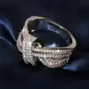 Wholesale Huajie Hollow Ribbon Sweet Gift Small Size Popular Design Personality Ring Women Luxury Ring Geometric Pattern Carved Copper Ring