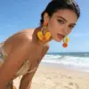 Wholesale Bohemian Two Tone Splicing Raffia Stud Earrings For Women With KC Golden Plated And Copper Posts