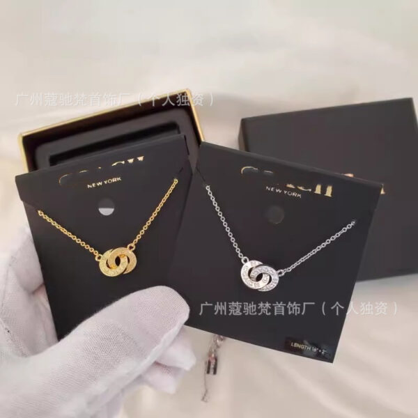 oly-1ba109cc7ea1c55ce0f14d68820b4141 Wholesale Coa C-Shaped Double-Ring Necklace for Women Gold-Plated Pendant Accessible Luxury Jewelry Clavicle Chain for Valentine's Day Gift