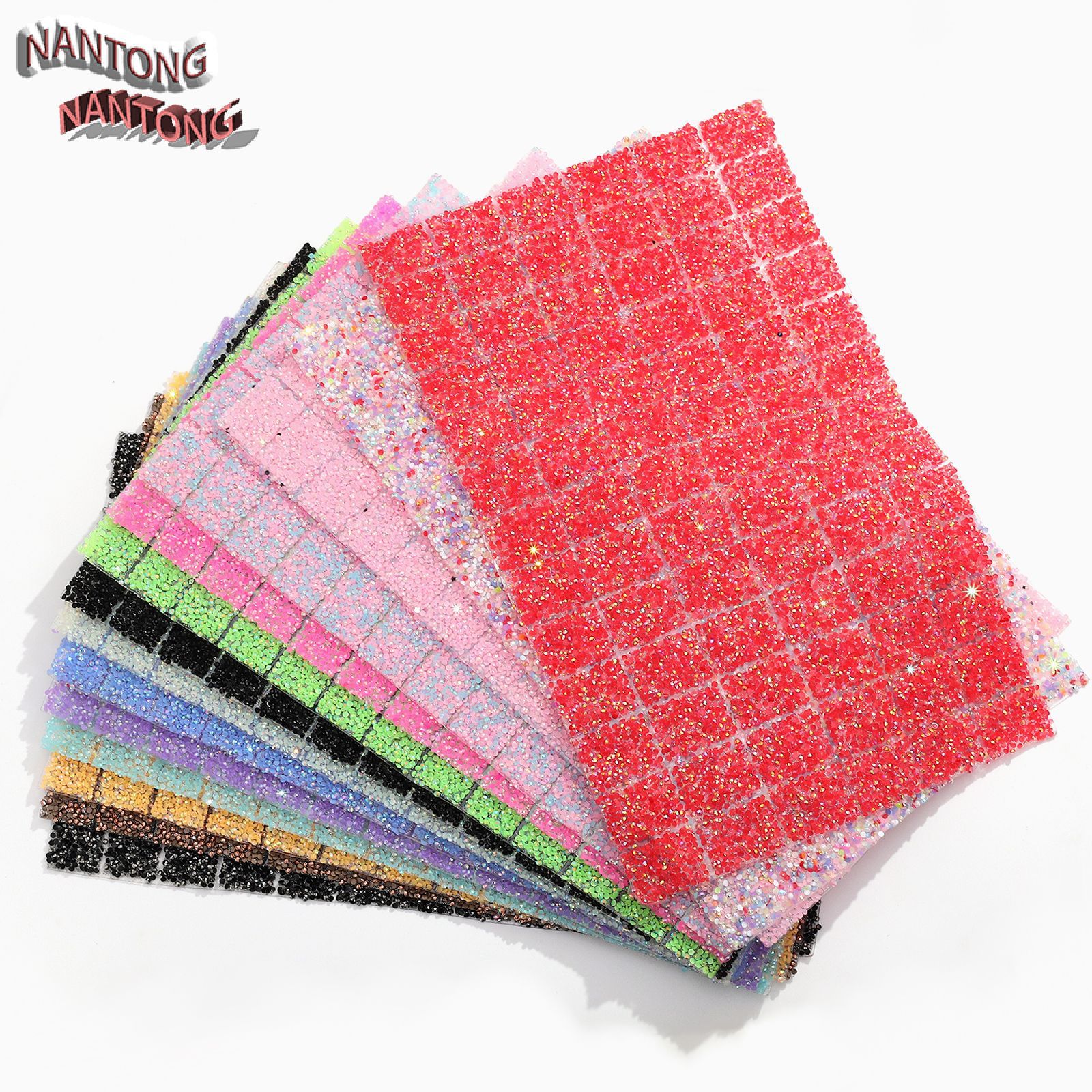 Wholesale Flat Bottom Round Hot Drilling Hot Melt Adhesive Sticker Double-Sided Square Drill Pieces Sticker Drill Clothing Drill Nail Table Pillow Cus