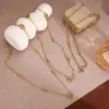 Wholesale 18K Gold Plated 304 Stainless Steel Vacuum Electroplating (In Furnace) Sweater Chain Necklace Hypoallergenic Unisex Splicing Embossed Paperclip Chain Cable Chain/Cross Chain/O Chain Daily Party Bar