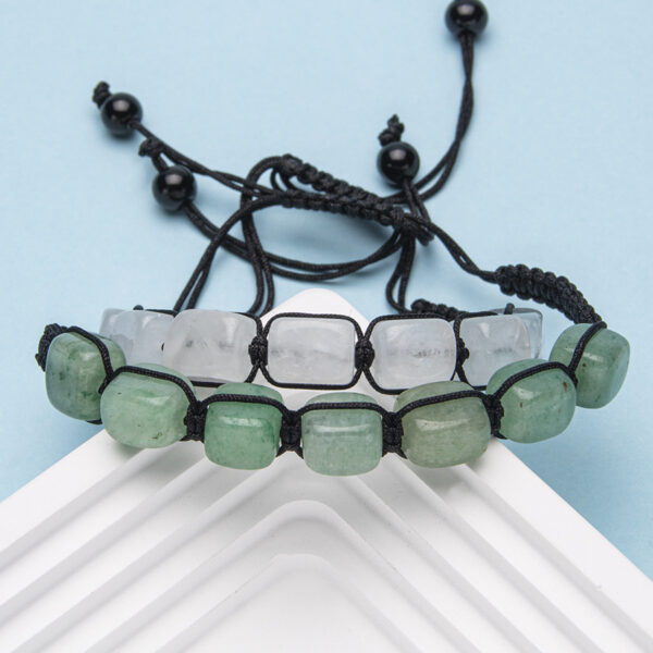 Wholesale Natural Stone Hand-Woven Colorful Crystal Bracelet Rectangular Stone Yoga Bracelet Adjustable Braided Bracelet