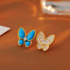 Wholesale Copper blue butterfly necklace, earrings, clavicle chain