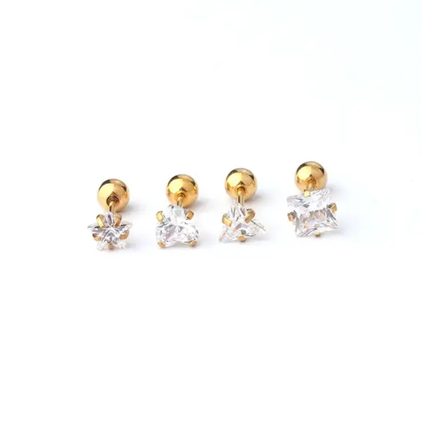 Wholesale 316L Stainless Steel Zircon Ear Cartilage Rings & Studs Geometric Waterproof Non Tarnish Surgical Steel Women'S