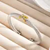 Wholesale 18K Real Gold Plated 304 Stainless Steel PVD Coated Heart Shape Two Tone Plating Bangle
