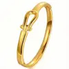 Wholesale Heart Shape Gold Bangle For Women, Waterproof Non Tarnish 304 Stainless Steel With Electroplated And Rhinestones Inlay