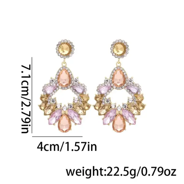 Wholesale Handmade Water Droplets Stud Earrings For Women In Multicolor Zinc Alloy With Rhinestones And 0.03µm-0.05µm Coating Thickness