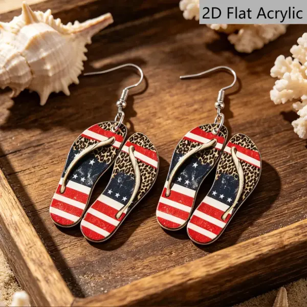 Wholesale Retro Print Slippers Drop Earrings For Women In White & Red With 304 Stainless Steel Ear Pins