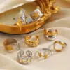 Wholesale Ion Plating (IP) 18K Gold Plated Pentagram Star Heart Shape 304 Stainless Steel IG Style Glam Vintage Style Waterproof Non Tarnish Open Rings